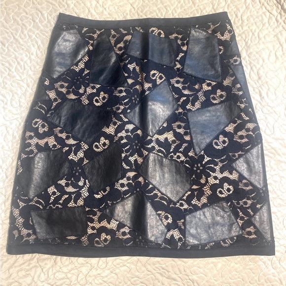 “3.1 PHILLIP LIM” Leather & Lace Patch Mini Skirt - Picture 1 of 9